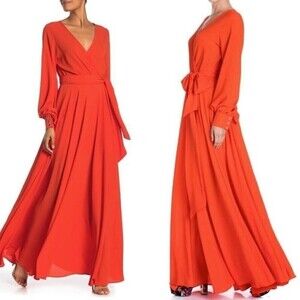 MEGHAN LA Lilypad Surplice Maxi Dress 